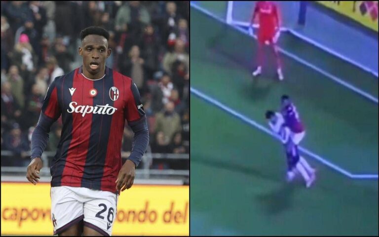 Bologna-Juve, Lucumì sbatte a terra Conceicao in area ma l’arbitro non fischia